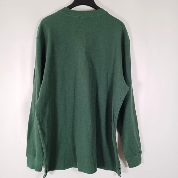 LL Bean Mens Waffle Knit Thermal Henley Size XL Tall Green Layers Outdoor Winter - Picture 6 of 8